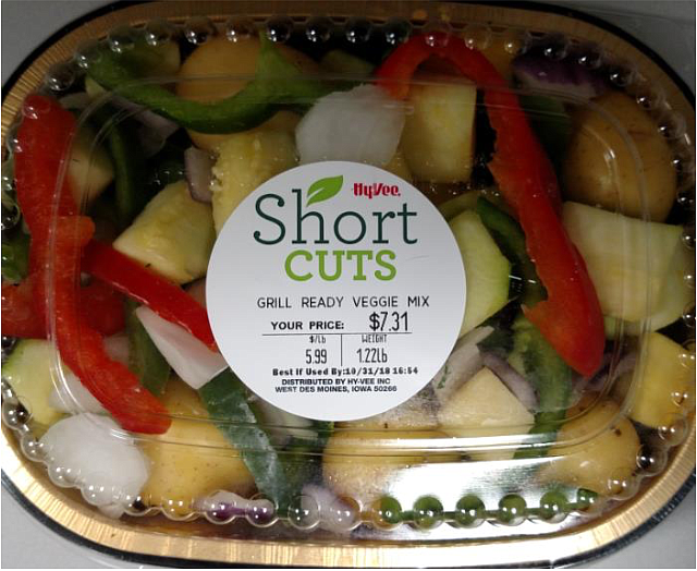 Hy-Vee Inc. recalled two of its Hy-Vee Short Cuts vegetable mix products, including this Hy-Vee Short Cuts Grill/Oven Ready Veggie Mix, on Tuesday due to possible listeria contamination.