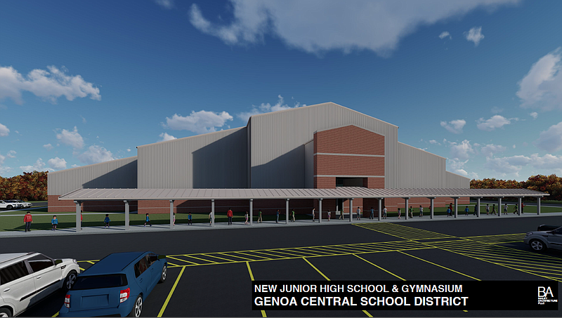 Architect Mark Bailey's rendering shows how Genoa Central's new junior high building will look. (Rendering courtesy Mark Bailey)


