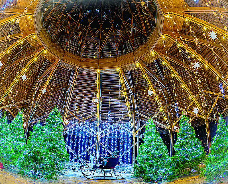 The dome at Garvan Gardens has been re-imagined as a giant snow globe for this year's Christmas display.