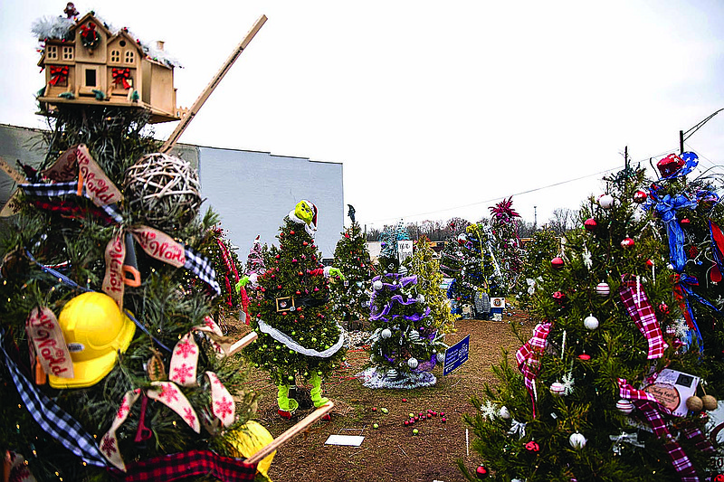 Christmas trees decorated by local businesses are on display at Crosstie's Christmas Tree Wonderland in downtown Texarkana.