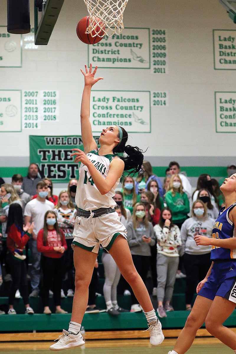 Mallorie Fick of Blair Oaks goes up for a layup in last Tuesday night's game against Fatima in Wardsville.