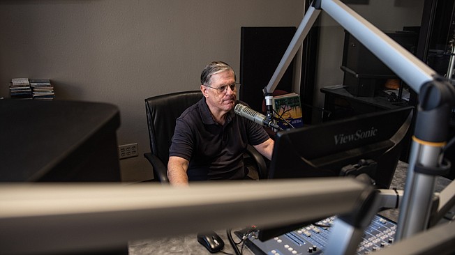 Frank Miller, KTXK radio DJ, sits at his work station at the Texarkana College Media Center. Miller hosts "Adventures in Jazz" every Saturday. Miller took over the show after the passing of Jerry Atkins, a Texarkana institution for all things jazz for many years.
