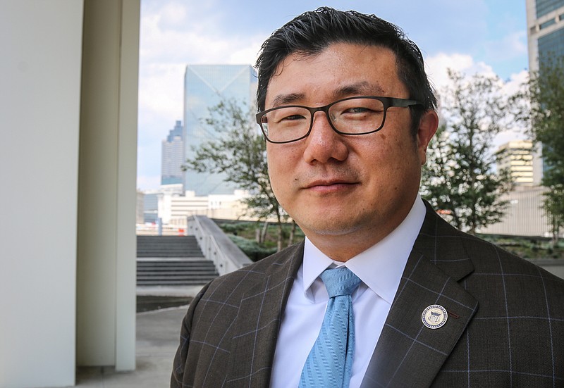 FILE - In this Tuesday, Aug. 13, 2019, file photo, U.S. Attorney Byung J. "BJay" Pak is seen following a news conference in Atlanta. Pak, the top federal prosecutor in Atlanta, left his position Monday, Jan. 4, 2021, a day after an audio recording was made public in which President Donald Trump called him a “never-Trumper." Pak, who was appointed by Trump, announced his resignation as U.S. attorney for the Northern District of Georgia in a news release. The statement did not say why Pak was leaving or what he plans to do next. (AP Photo/Ron Harris, File)