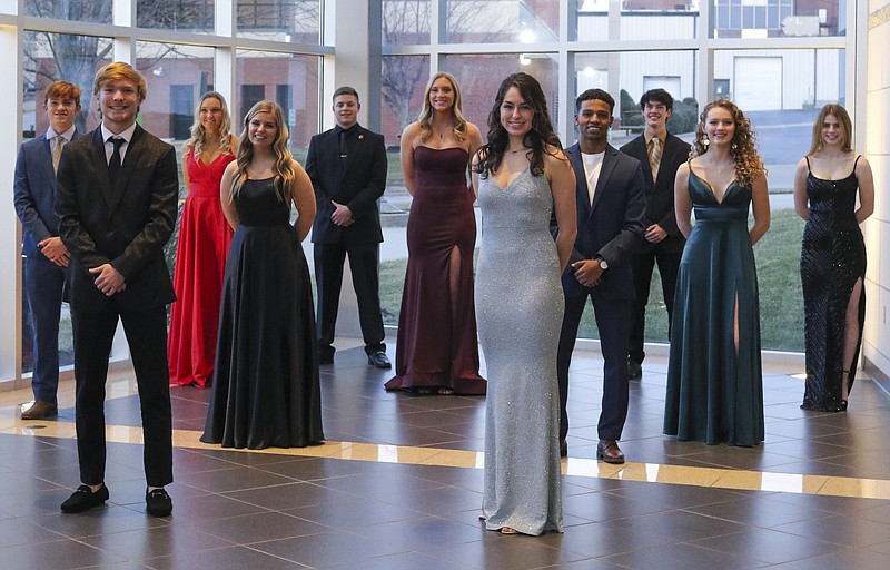 Liv Paggiarino/News TribuneJefferson City High School’s 2021 sports court, arranged for a socially distanced portrait on Tuesday, Jan. 19, 2021 at the Etta and Joseph Miller Performing Arts Center.