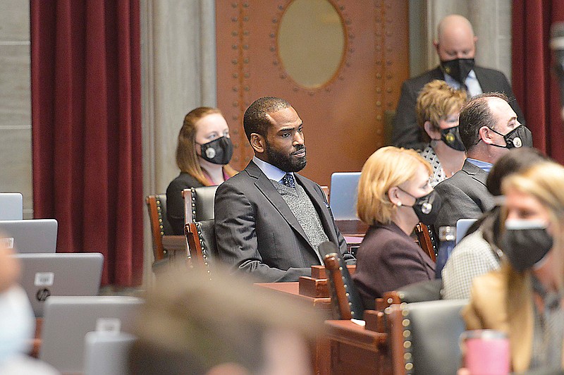 The Missouri House of Representatives voted 140-3 to censure Democratic Rep. Wiley Price, of St. Louis, center, as recommended by the House Ethics Committee. 