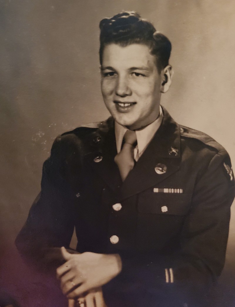 <p>Meyer is pictured in 1945 after receiving his discharge from the U.S. Army Air Forces at Scott Field in Illinois. Courtesy of Herb Meyer</p>
