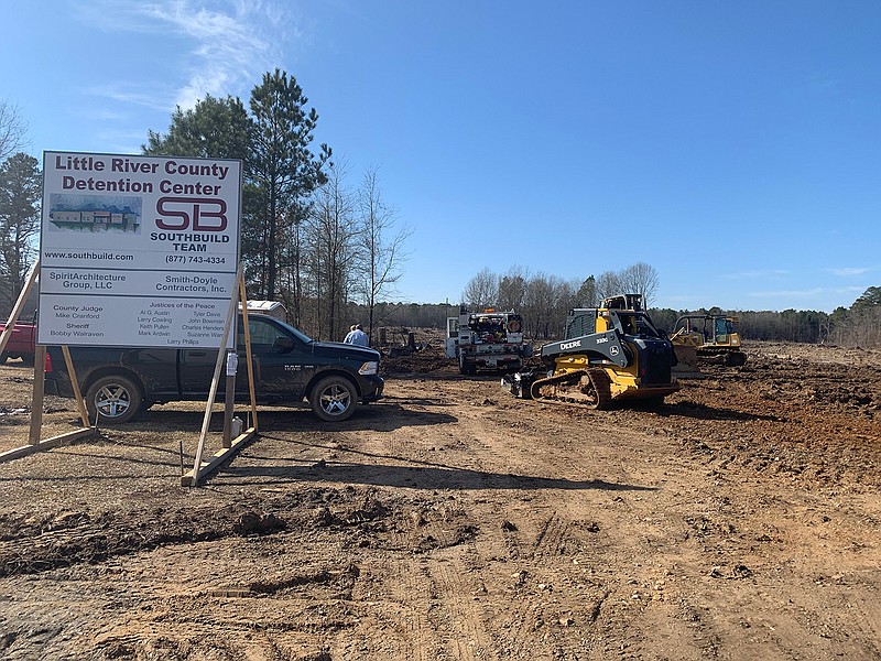 The site of the planned Little River County Detention Center is on U.S. Highway 71 on the north side of Ashdown near Cossatot Community College University of Arkansas. Wet weather slowed the construction project down, but work is under way. Officials plan for the jail to be complete by spring 2022.
