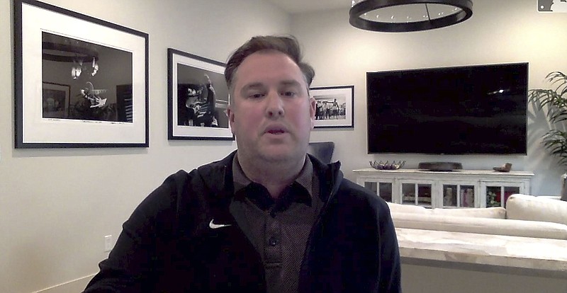 This screen grab from a Zoom call on Dec. 14, 2020, shows Mets general manager Jared Porter.