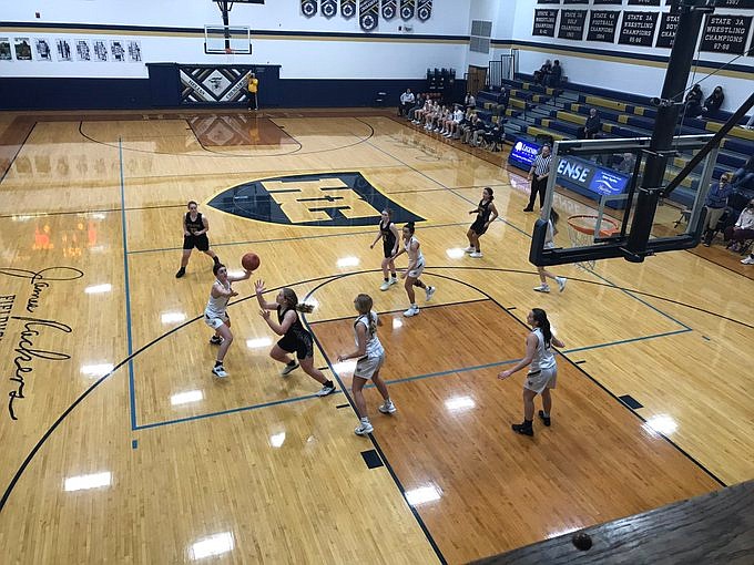 The Helias Lady Crusaders dominated from start to finish in a 68-18 Central Missouri Activities Conference win Jan. 20, 2021, against the Sedalia Smith-Cotton Tigers at Rackers Fieldhouse.