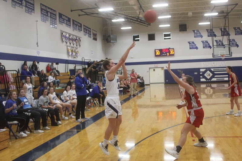 <p>Democrat photo/Kevin Labotka</p><p>The Russellville Indians girls basketball team won Jan. 25. The Indians came back to beat Tuscumbia 64-49 in the first round of Russellville’s home tournament.</p>