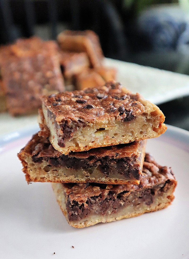Banana bread teams up with chocolate chips and oatmeal to create a layered brownie that's just as good for breakfast as it is dessert. (Gretchen McKay/Pittsburgh Post-Gazette/TNS)