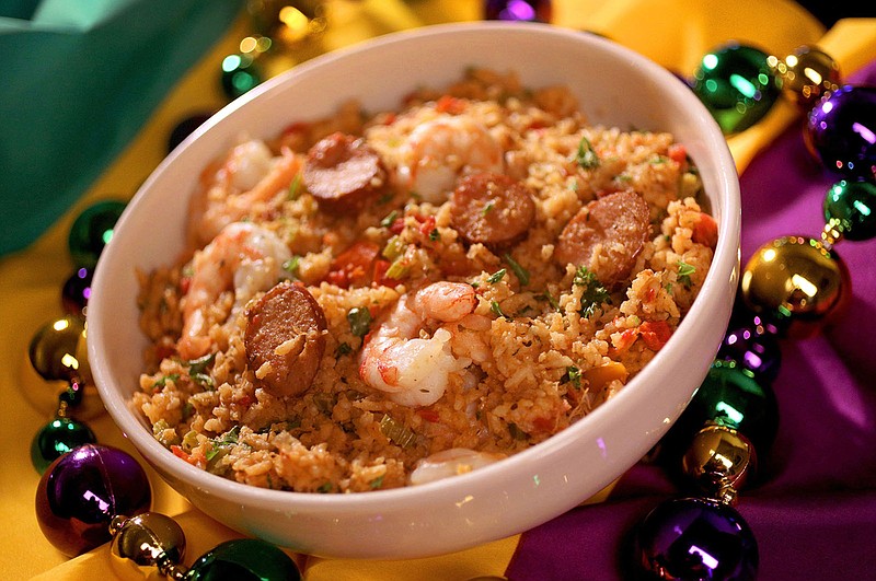 Jambalaya, with shrimp, chicken and sausage,  photographed on Wednesday, Jan. 20, 2021, is an appropriate Mardi Gras dish prepared by Dan Neman. (Photo by Christian Gooden/St. Louis Post-Dispatch/TNS)