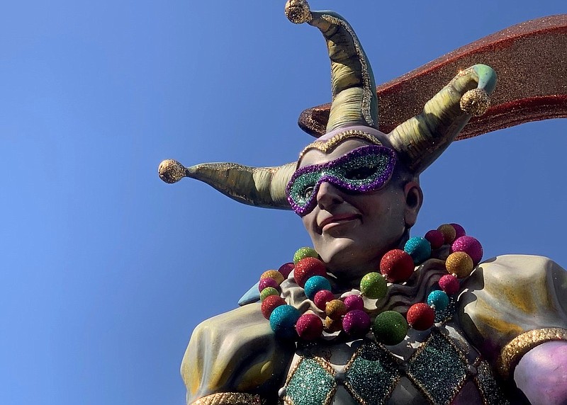 For its Mardi Gras celebration in 2021, Universal Studios is not having a parade. However, its floats are out in the theme park for closer-than-usual inspection by visitors. (Dewayne Bevil/Orlando Sentinel/TNS)