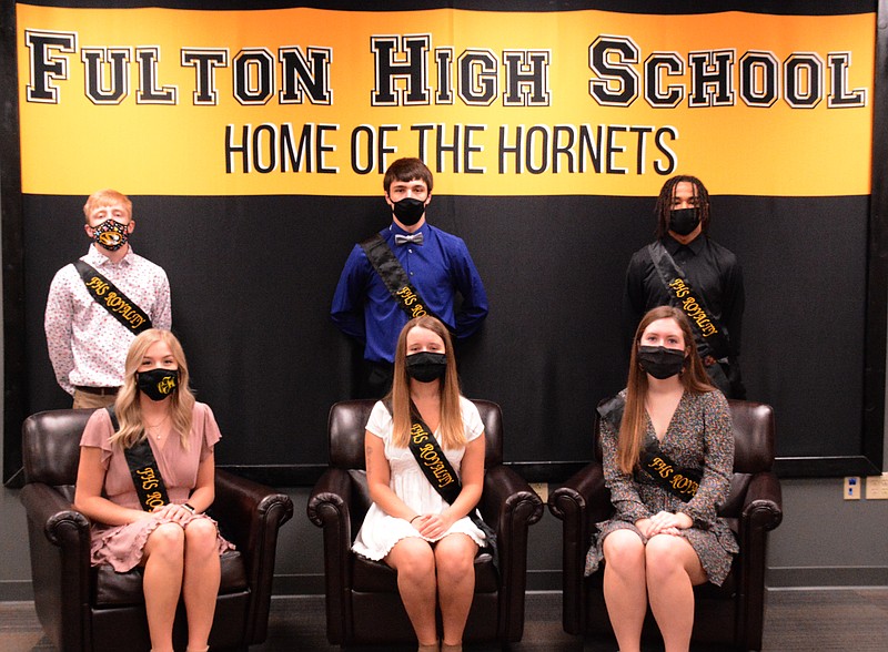 <p>The Fulton High School Courtwarming court will be crowned Tuesday. From left, front to back are Carly Fisher, Makenzie Horr, Haisley Windsor, Mason Crane, Ethan Coffelt and AJ Henderson.</p>