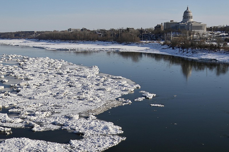 The Missouri River partially froze over this week as temperatures in Jefferson City dipped well below freezing. The recent sunny days have managed to break up some of the ice, but large swaths still remain. 