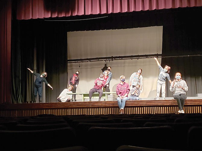 William Woods University students rehearse for "The Night Witches" at Dulaney Hall. The first performance of the play is Thursday.