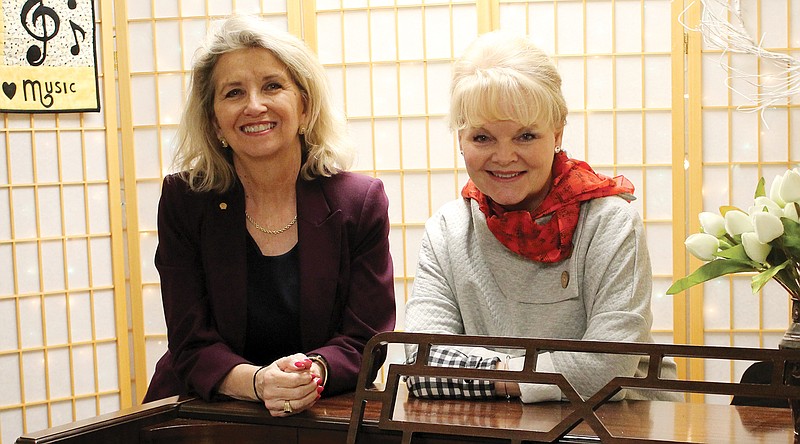 Debbie LaRue, of the Brick District Playhouse Board, and Callaway Singers Director Marlene Railton discussed music at the playhouse.