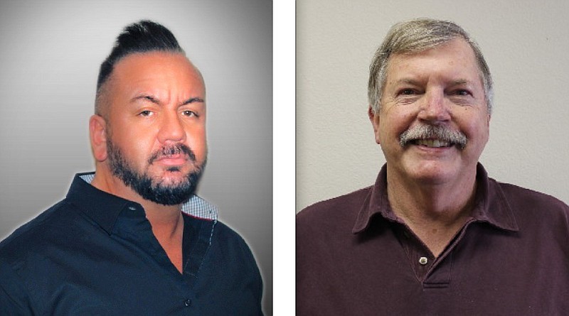 Aaron Bishop, left and Rich Green are candidates to become mayor of California in the April 6, 2021, municipal election.