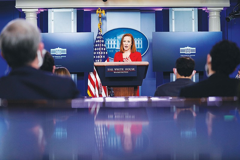 White House press secretary Jen Psaki speaks during a press briefing at the White House, Tuesday, March 2, 2021, in Washington. (AP Photo/Evan Vucci)