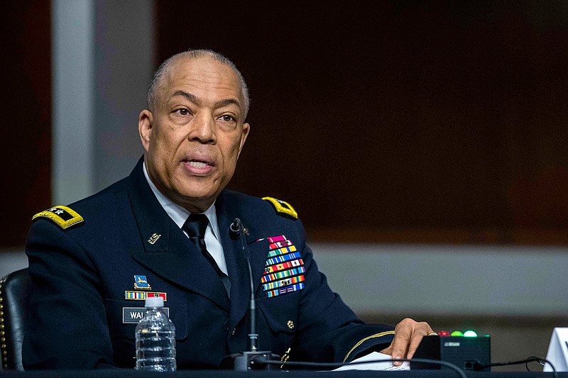 Commanding General District of Columbia National Guard Major General William J. Walker testifies before a Senate Committee on Homeland Security and Governmental Affairs and Senate Committee on Rules and Administration joint hearing examining the January 6, attack on the U.S. Capitol, Wednesday, March 3, 2021,  in Washington. (Shawn Thew/Pool via /AP)