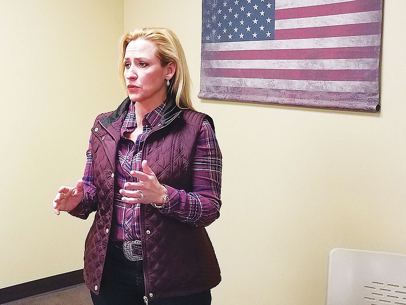 Arkansas Attorney General Leslie Rutledge speaks Tuesday to the Miller County Republican Committee in Texarkana, Ark.