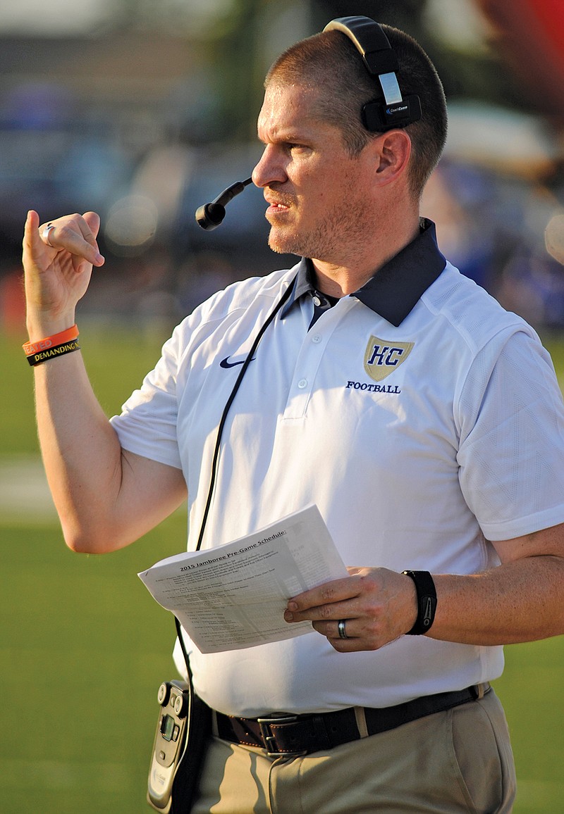 Tim Rulo, shown here on the sideline during a Jamboree while at Helias, is excited to be the new head football coach at Russellville.