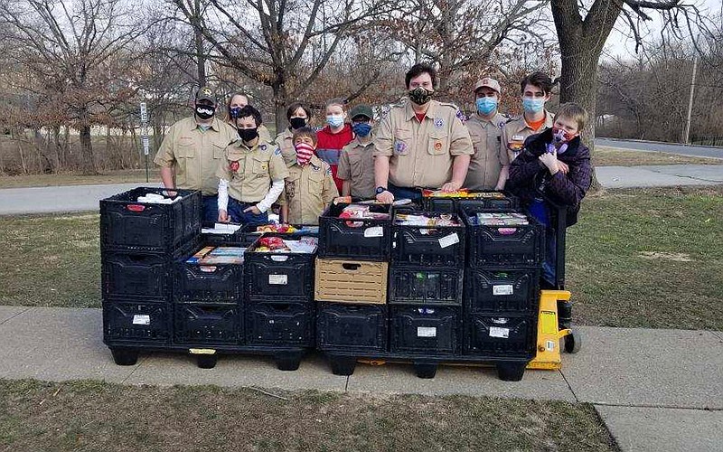 Local Boy Scout Troops 50 and 250 recently collected 1,081 pounds in food donations during their "Scouting for Food" fundraiser to benefit the SERVE, Inc., food pantry. The troops have also raised more than $1,100 in monetary donations for the pantry.