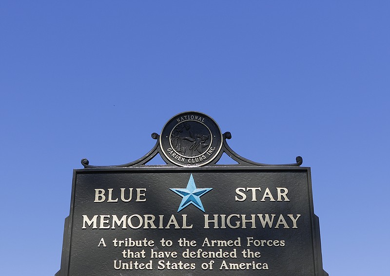 Liv Paggiarino/News Tribune

Dappled sunlight dances across the Blue Star Memorial plaque at McClung Park on Saturday afternoon. There is currently an effort to have a Blue Star Memorial plaque installed on Missouri’s State Capitol grounds, but that effort has been stalled.