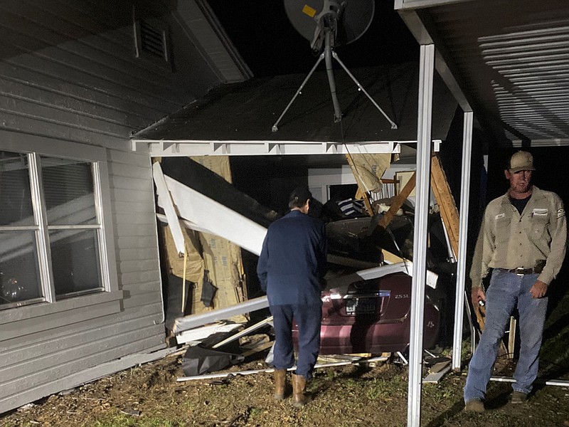 The home of David and Shelby Jackson is shown after a car crashed into it in the early morning of March 12 in Cass County, Texas. The car struck the nursery of the couple's 1-month-old son, but he was sleeping in his parents' bedroom. (Submitted photo)