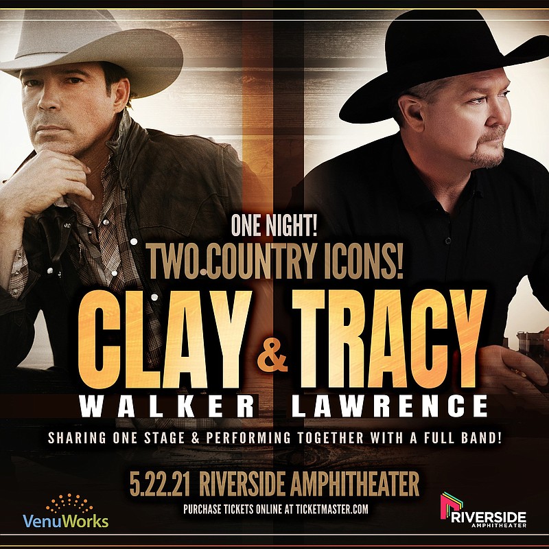 Country musicians Clay Walker and Tracy Lawrence will perform the first show at Jefferson City's newly renovated Ellis-Porter Riverside Park Amphitheatre, venue operators announced Monday, March 22, 2021.