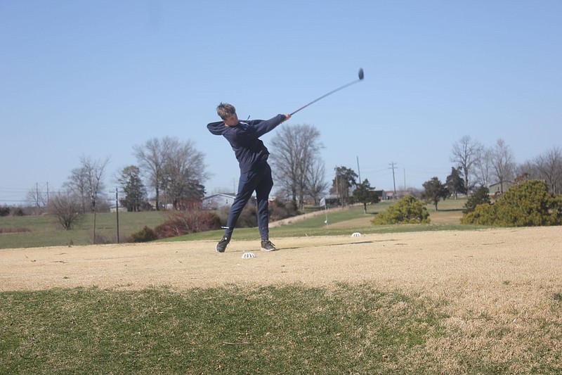 <p>Democrat photo/Kevin Labotka</p><p>California Pintos boys golfers practice March 19. The Pintos open their season next week against Eldon, Warsaw and Osage at Osage National Golf Course.</p>