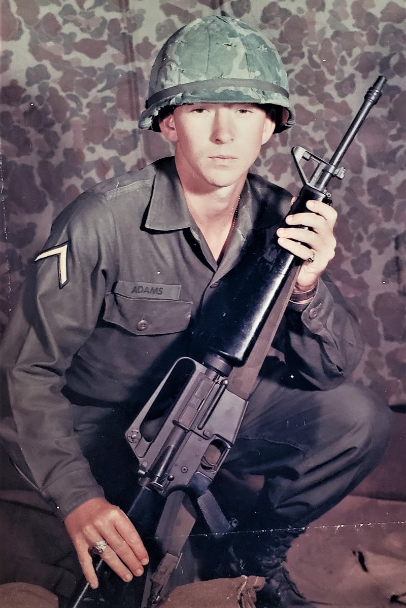 Courtesy of Rita Adams  A 19-year-old Adams is pictured during his basic combat training at Fort Leonard Wood in the summer of 1968. 