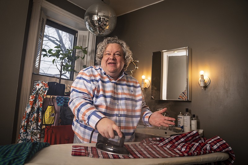 Patric Richardson, known as the Laundry Evangelist, posed for a portrait in the laundry room of his home in St. Paul, Minnesota on Friday, January 15, 2021. (Leila Navidi/Minneapolis Star Tribune/TNS)
