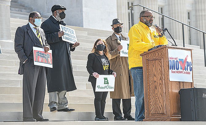 Rod Chapel, president of Missouri Chapter of the NAACP, joined legislators and representatives of multiple coalitions at the Capitol on Wednesday for lobby day about voter rights.