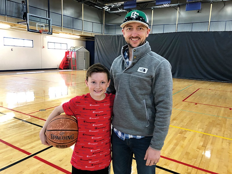 Kirt Kleindienst and his son, Kaden, spent some time last Thursday afternoon shooting some hoops at the YMCA of Callaway County.