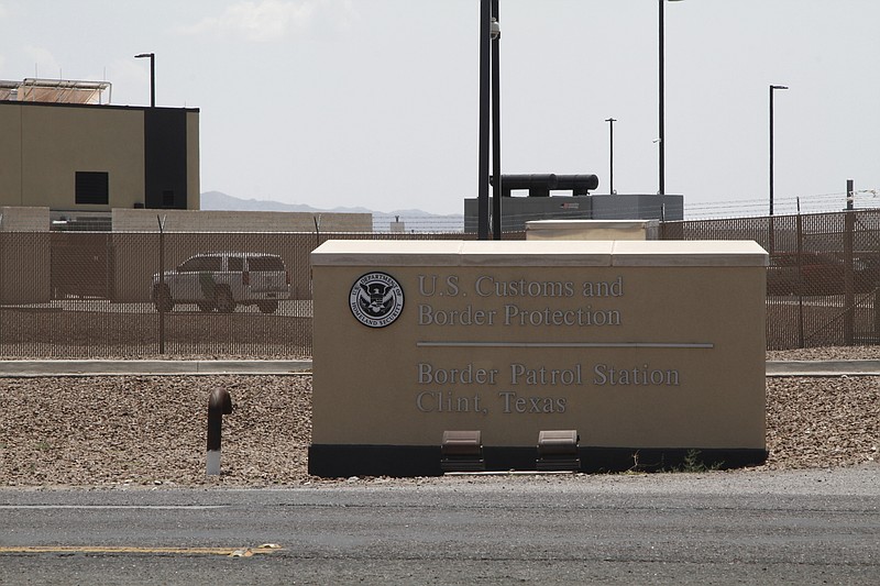 FILE - In this June 26, 2019, file photo, the entrance to the Border Patrol station in Clint, Texas. More Americans disapprove than approve  of how President Joe Biden is handling waves of unaccompanied immigrant children arriving at the U.S.-Mexico border, and his efforts on larger immigration policy aren’t polling as well as those on other top issues.  (AP Photo/Cedar Attanasio, File)