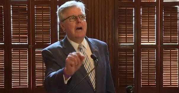 Lt. Gov. Dan Patrick, speaking Tuesday at a Capitol news conference, denounced opponents of GOP election bills. (Chuck Lindell/Austin American-Statesman/TNS)