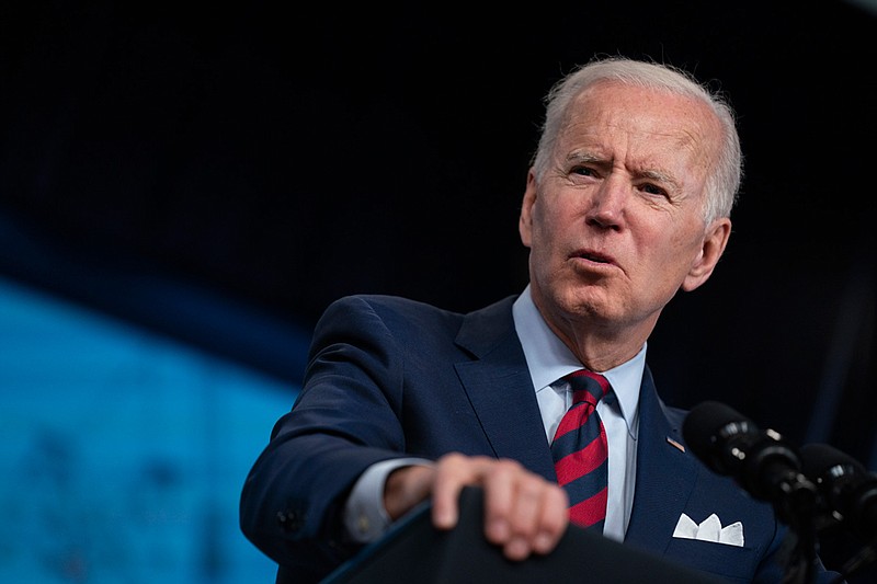 President Joe Biden speaks during an event on the American Jobs Plan in the South Court Auditorium on the White House campus, Wednesday, April 7, 2021, in Washington. (AP Photo/Evan Vucci)