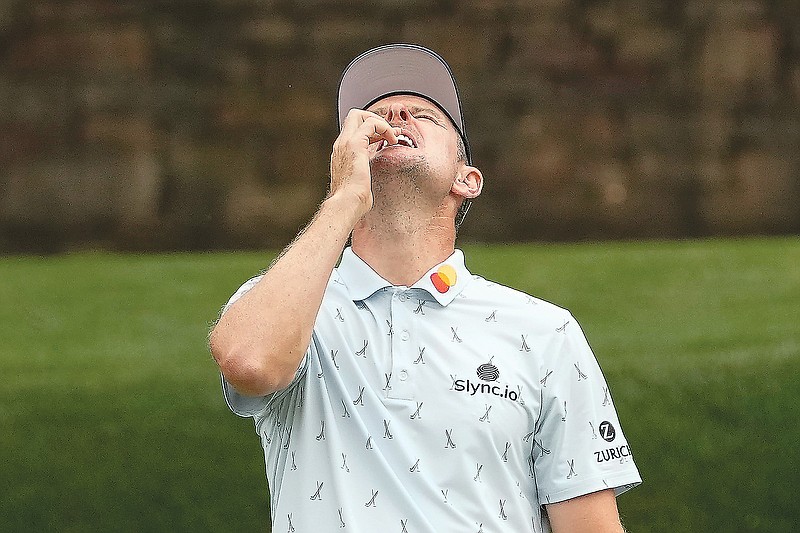 Justin Rose reacts to missing a birdie putt on the 11th hole during Thursday's first round of the Masters in Augusta, Ga.