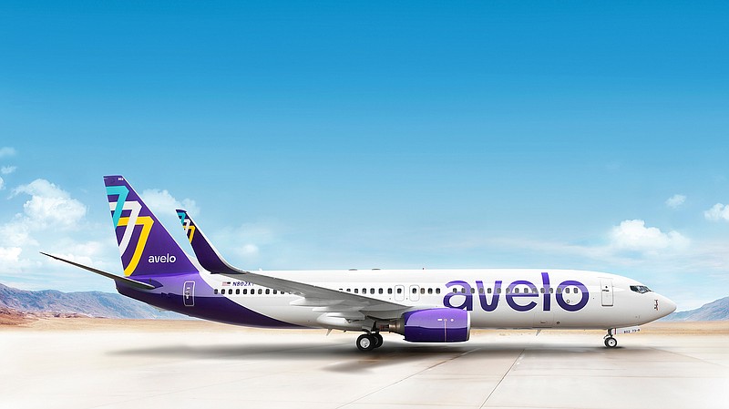 This photo provided by Avelo shows Avelo airlines on March 16, 2021.   Two new U.S. airlines are planning on starting service this spring, tapping into the travel recovery that is picking up speed. Avelo Airlines said Thursday, April 8, 2021,  that it will begin flying later this month to 11 destinations from Burbank, Calif. The startup plans to add other routes as it adds more planes to its fleet, which numbers just three planes.   (Emily Battles/Avelo via AP)