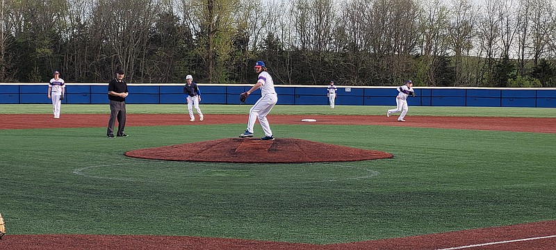 <p>Democrat photo/Kevin Labotka</p><p>The California Pintos defeated Jamestown April 13 in a 9-1 victory, the Pintos’ second win in as many days.</p>