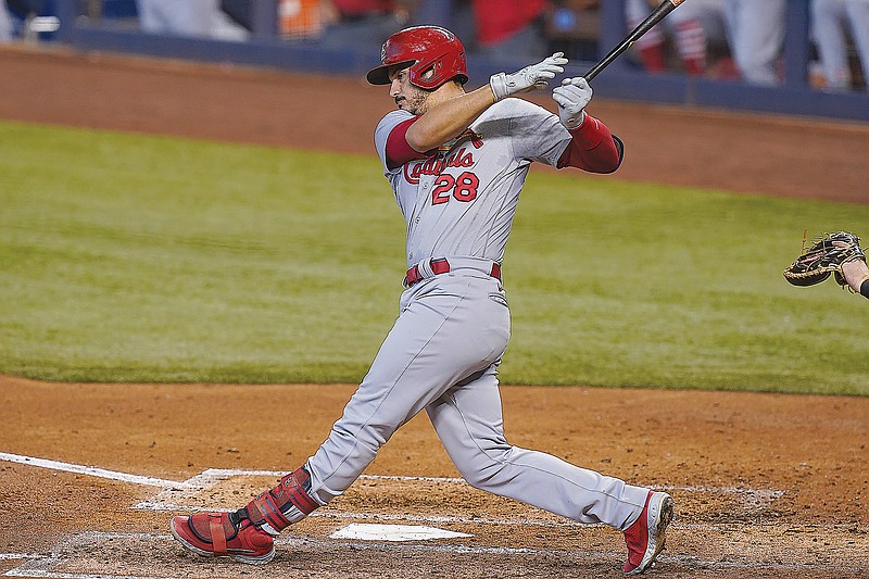 Cardinals third baseman Nolan Arenado swings during a game last week against the Marlins in Miami.