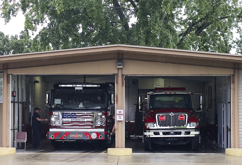 Jefferson City Fire Station 4's fire engines come back from maintenance work in fall 2020. The Public Safety Committee is recommending the City Council consider a half-million dollar renovation to Station 4, which is the fire department's oldest running station. It was built in 1969, and has a plaque in its lobby to commemorate it.