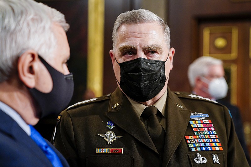 Joint Chiefs Chairman Gen. Mark Milley arrives to the chamber ahead of President Joe Biden speaking to a joint session of Congress, Wednesday, April 28, 2021, in the House Chamber at the U.S. Capitol in Washington. (Melina Mara/The Washington Post via AP, Pool)