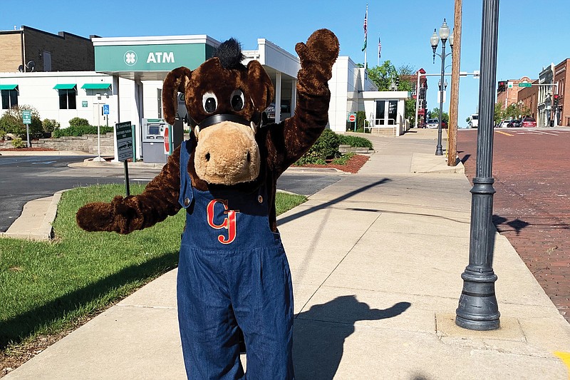 Fulton Street Fair mascot CJ made the rounds at downtown Fulton businesses on Friday.