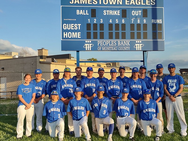 <p>Submitted</p><p>The Jamestown Eagles baseball team became CCAA Conference champions May 3 after beating Calvary Lutheran 12-8. The Eagles banged home five home runs, each contributed by a different player, en route to their ninth victory of the season.</p>