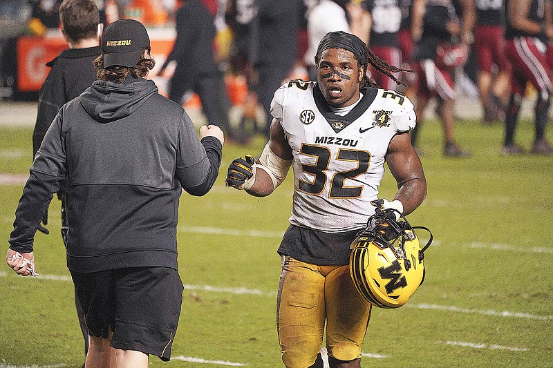 In this Nov. 21, 2020, file photo, Missouri linebacker Nick Bolton jogs off the field after a 17-10 win against South Carolina in Columbia, S.C. Bolton was a second-round pick by the Chiefs in the NFL draft.