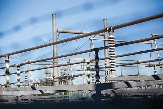 Electrical transformers are seen March 24, 2020, at the Austin Energy/Sand Hill Energy Center in Del Valle. 