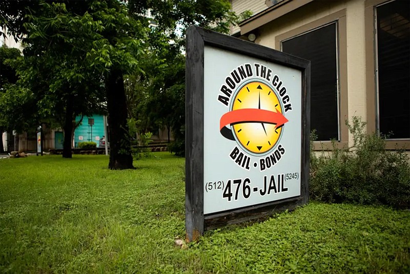 Around the Clock Bail Bonds on 10th St. and Nueces in Austin in 2019. Texas lawmakers are working on bills that could alter the way criminal defendants can be released from jail before trial (Photo by Miguel Gutierrez Jr./The Texas Tribune)
