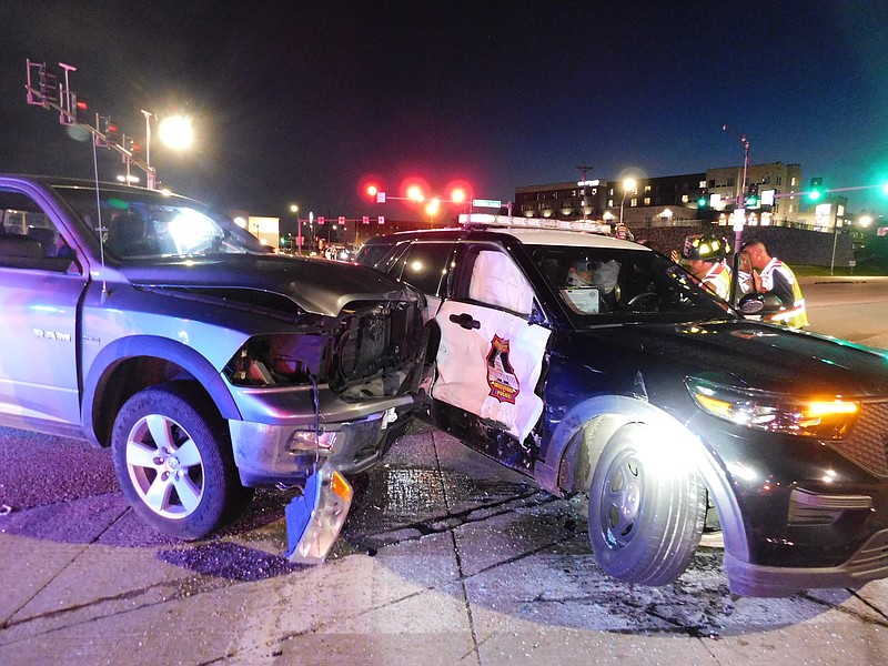 A traffic crash injured a Jefferson City police officer Tuesday night.